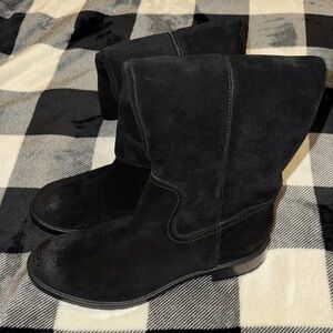 New Women’s Clarks Swansea Place Black Suede Heeled Boots Size 10
